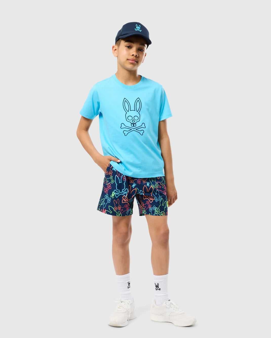 T Shirt Graphique Psycho Bunny Sheldon Graphic Tee Aquarius Enfant | ECB-18935444